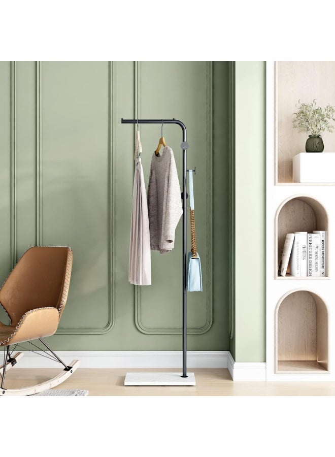 Bluejw Black Coat Racks with White Base, Entryway Coats Racks Freestanding with 3 Hooks, L Shape Home Coat Hanger for Jackets, Coats, Hats, Clothes - Image 5